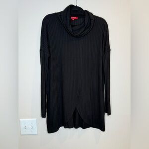 🔥GUESS Black Ribbed Cowl Neck Long Sleeve Tulip Hem Sweater Top Size M EUC🔥